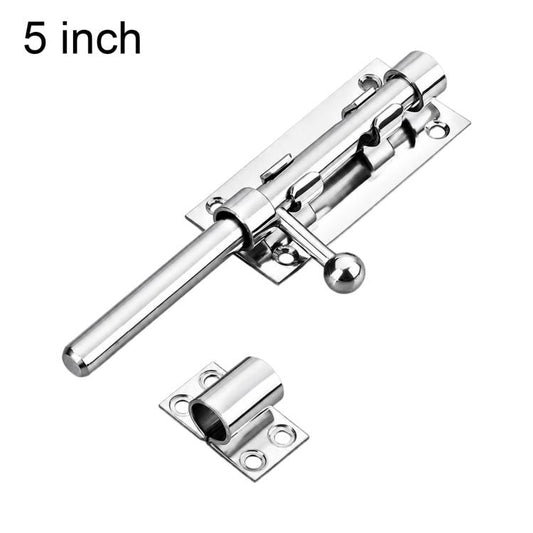 Stainless steel slide bolt door lock with ball handle and lock hole, 5-inch