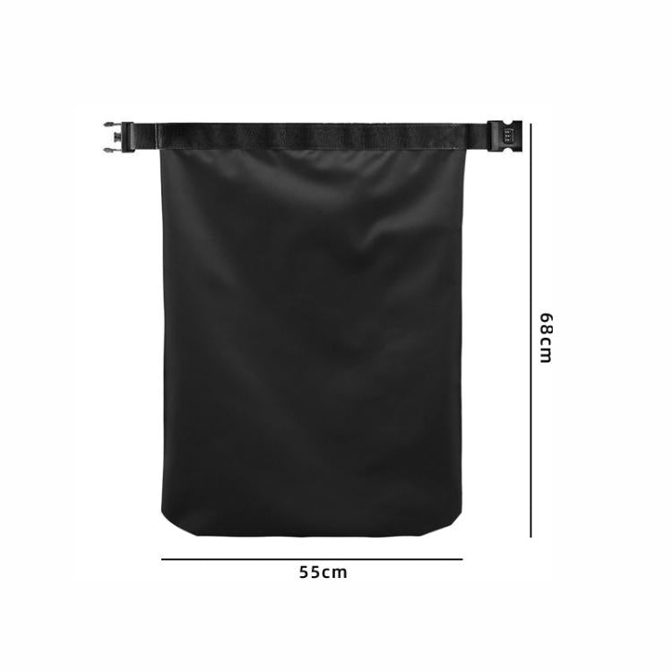 Black helmet bag with top closure strap, large rectangular pouch