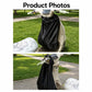 Large black helmet storage bag on motorcycle, gathered top with side clips