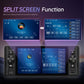 5-inch single din Android car stereo head unit with split-screen view on touchscreen