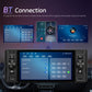 5-inch single din Android car stereo head unit with Bluetooth settings on touchscreen