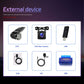 Single DIN 5-inch Android car stereo showing optional DVR, rear camera, USB, and mics