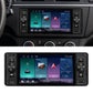 In-dash single-DIN Android car stereo installed in vehicle dashboard, touchscreen visible