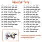 Vehicle compatibility chart with Toyota model list, wiring harness pictured