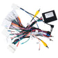 Universal wiring harness with RCA audio and power modules, multi-color wires