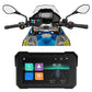 5-inch motorcycle navigation display on handlebars with illuminated touchscreen interface