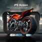 5-inch motorcycle navigation display showing HD motorcycle wheel image on screen