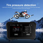 Motorcycle wireless CarPlay navigator screen showing tire pressure settings on black display