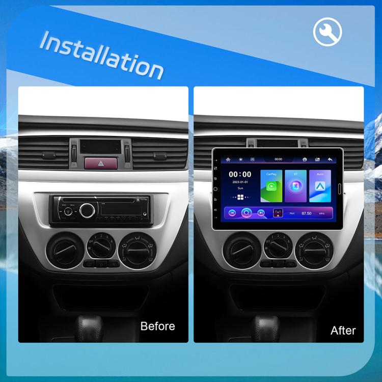 Single DIN MP5 car stereo with 10.1-inch touchscreen, installed in car dash