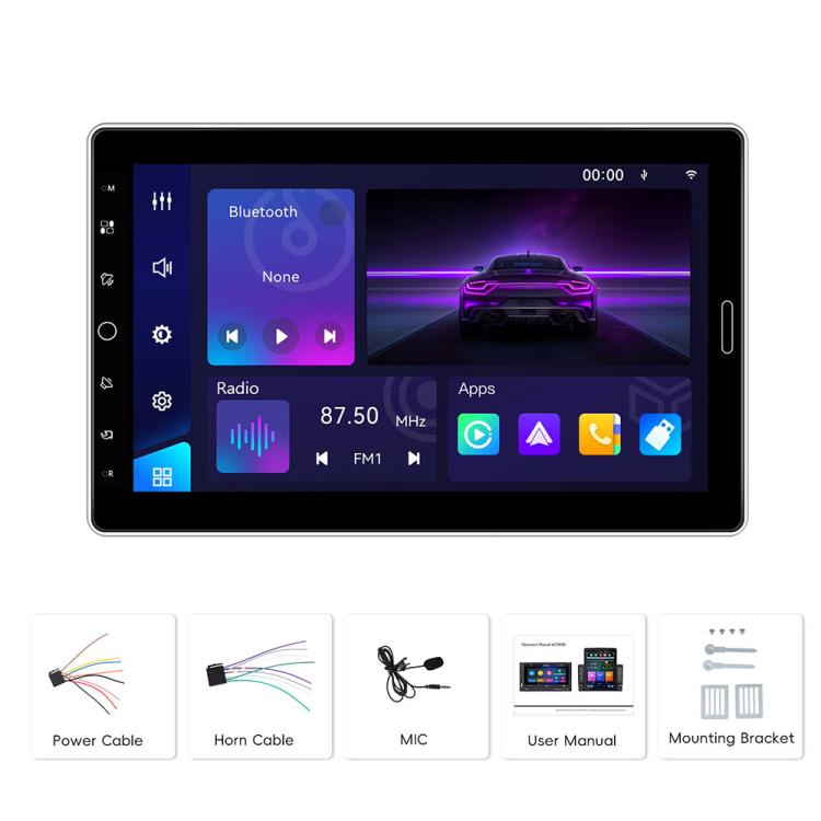 10.1-inch single DIN car MP5 player with accessories kit shown