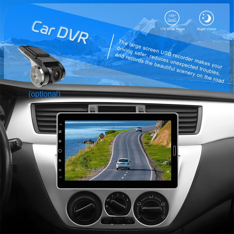 10.1-inch single-DIN car stereo with optional dash camera and touchscreen road view