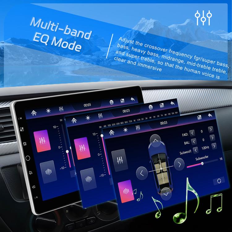 10.1-inch single-DIN car stereo with multi-band EQ equalizer screen graphics