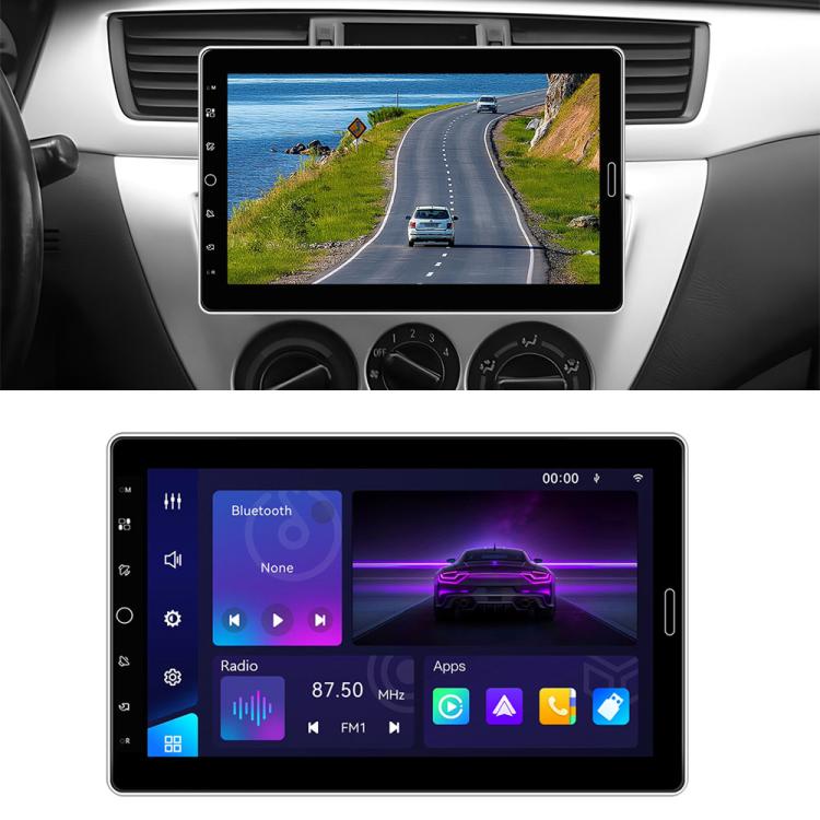 Car MP5 stereo with 10.1-inch touchscreen showing road view on screen