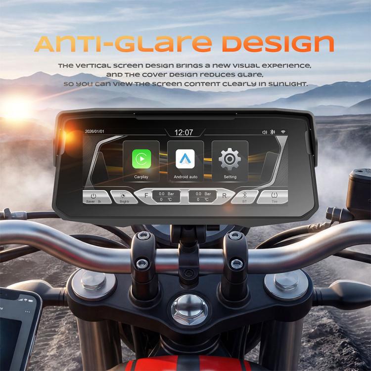 Motorcycle wireless display screen with protective cover on handlebars