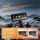 Motorcycle wireless display screen with rugged protective housing on handlebars
