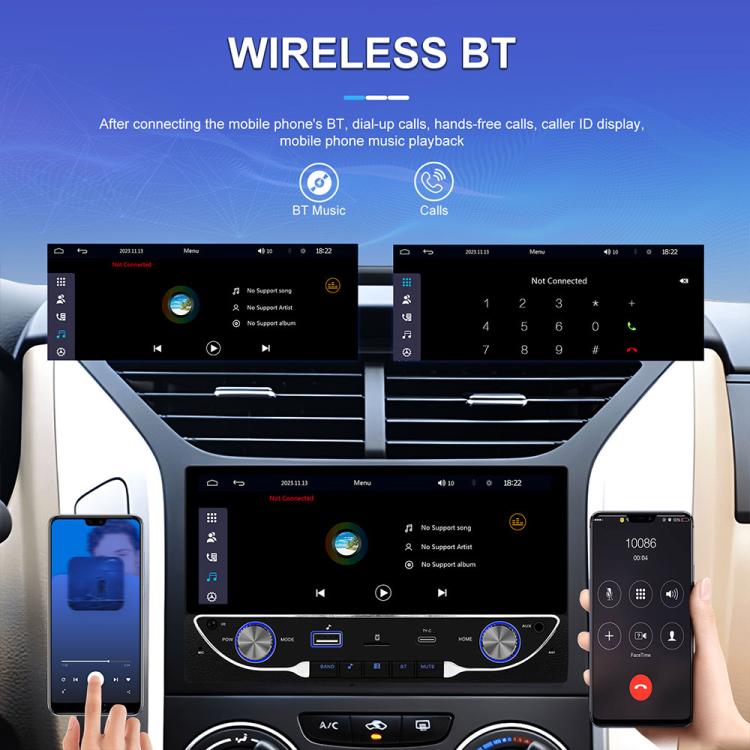 Car MP5 multimedia receiver with Bluetooth music and call screen display