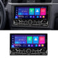 Car MP5 multimedia receiver with CarPlay and Android Auto app icons on display