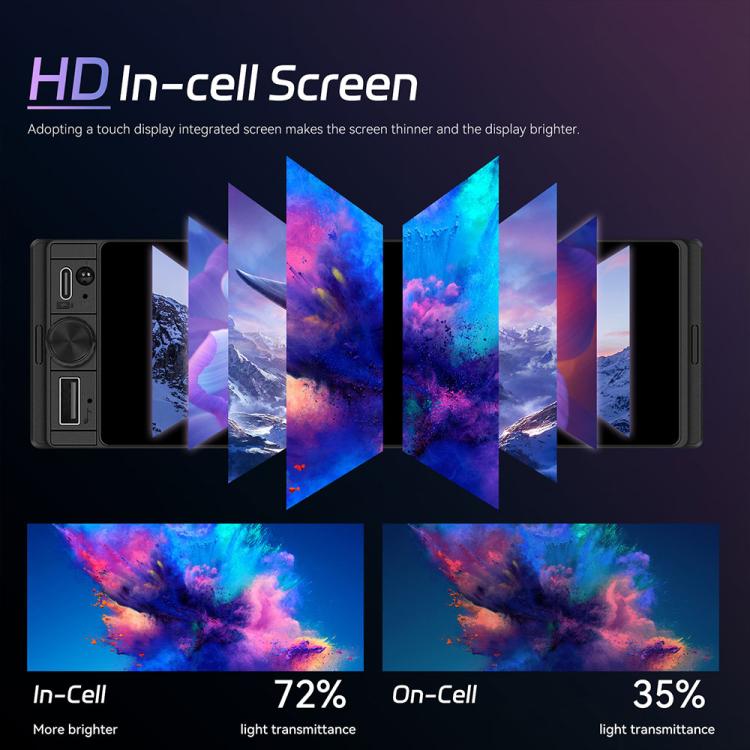 Single-DIN car touchscreen head unit with HD in-cell screen and colorful visuals