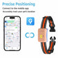 Smart GPS pet tracker collar with tan module shown with smartphone map app