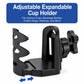 Adjustable expandable cup holder for car armrest, black cradle with curved grips
