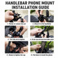 Motorcycle handlebar phone mount with clamp and protective cap, installation steps