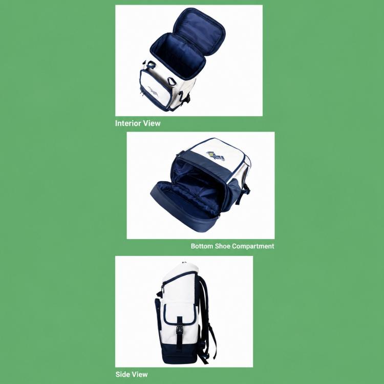 Komers paddle sports backpack with open interior and bottom shoe compartment