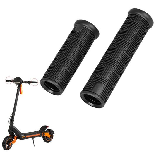 Black silicone scooter handlebar protective covers, textured grip pattern, pair