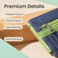 Leather zip pocket detail on blue and green square card holder with visible stitching