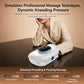 White airbag hand massager in use showing kneading and pressing massage position
