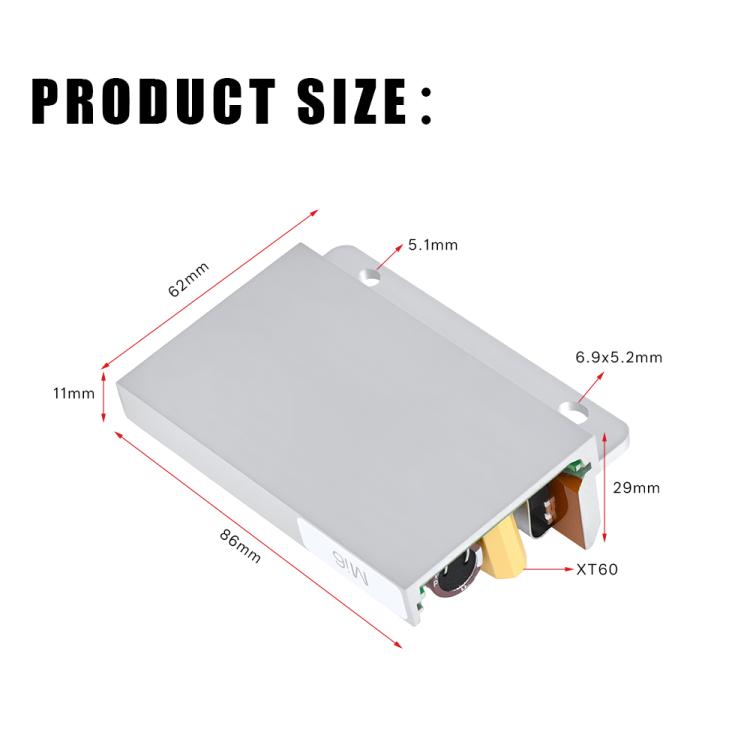 Electric scooter motor controller PCB size diagram with measurement callouts