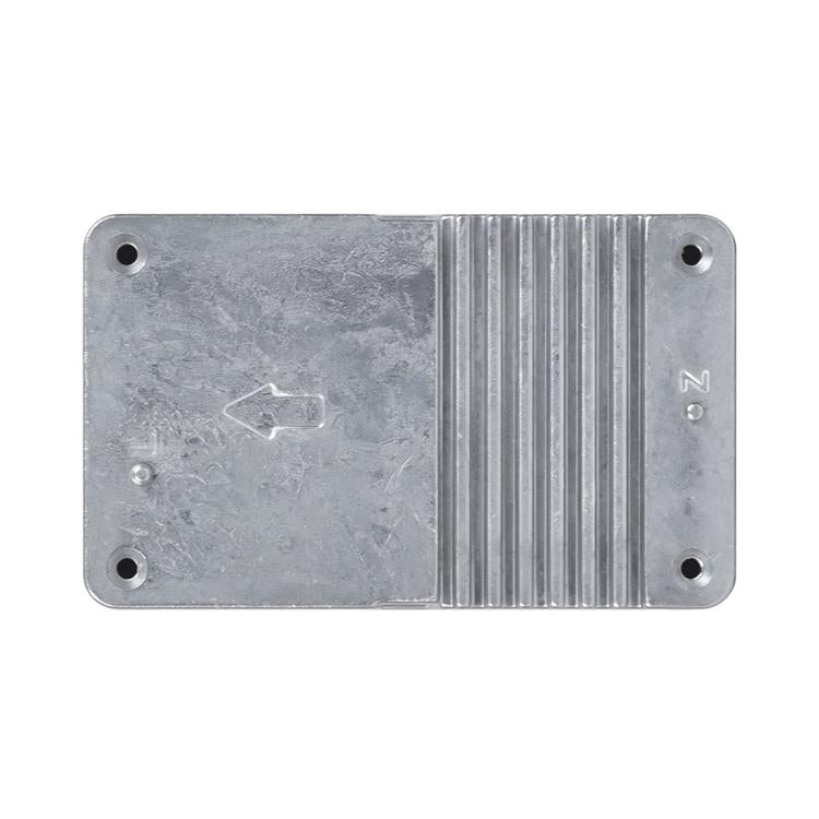 Motor controller metal cover plate with heat sink fins and stamped Z9