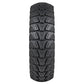 Black off-road solid tire with deep V-shaped tread blocks