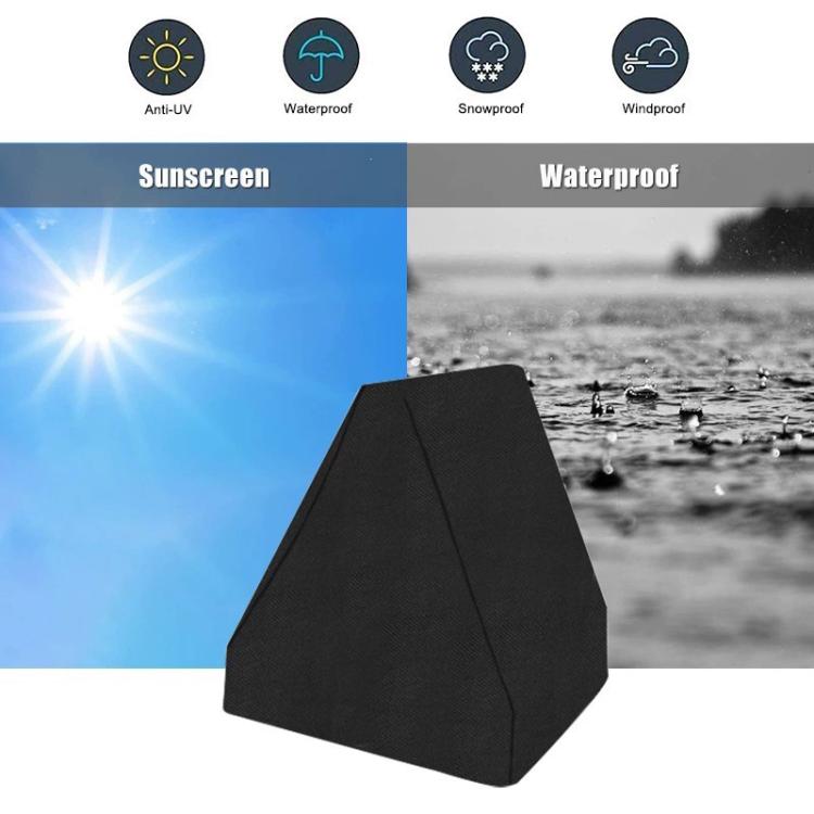 Black 3D printer protective cover placed over the printer for weather protection