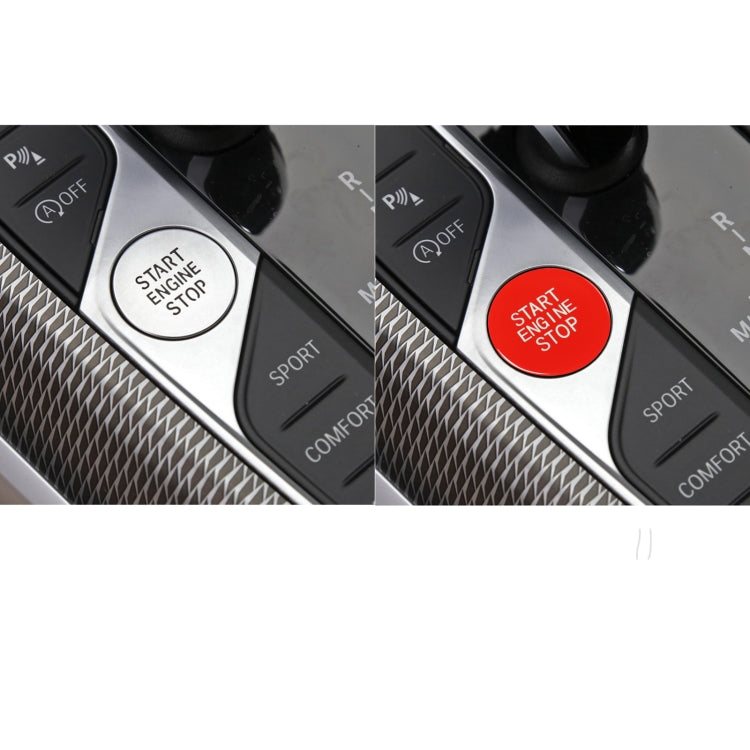 Red engine start/stop push buttons on center console trim, START ENGINE STOP