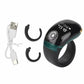 Black smart counting prayer ring with green accent band and OLED digits on face