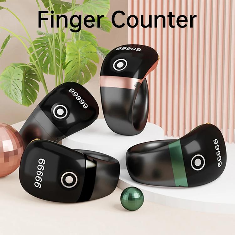 Assorted smart counting rings in black with green and rose-gold accent bands