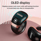 Black smart counting prayer ring with glowing OLED display and round touch button