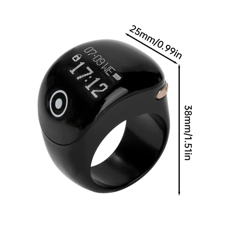 Black smart prayer ring counter with button and curved screen window