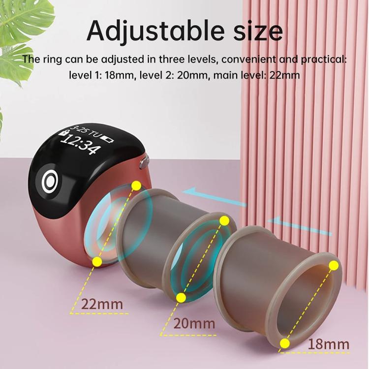 Adjustable smart prayer ring counter with band shown in multiple sizes