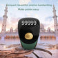 Green smart prayer ring counter with glowing 999999 screen