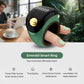 Green smart prayer ring with black top, gold dial details, and adjustable band