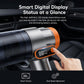 Handheld car vacuum cleaner with smart LED handle display, finger pressing controls