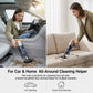 Handheld car and home vacuum cleaner, silver body with orange handle and nozzle