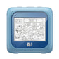 Blue kids printer front view with large screen and AI icon below