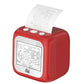 Red kids printer with front screen and top paper feed showing a line-drawing preview