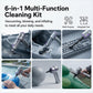 Handheld vacuum cleaning kit with multiple suction and blower nozzles shown