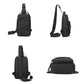 Black multi-angle view of crossbody chest bag with front pockets and shoulder strap