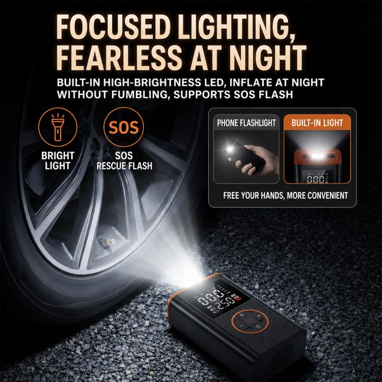 SUITU ST-5552 digital tire air inflator pump with LCD display on the ground