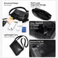 Black PU leather crossbody bag with organized storage and slim profile