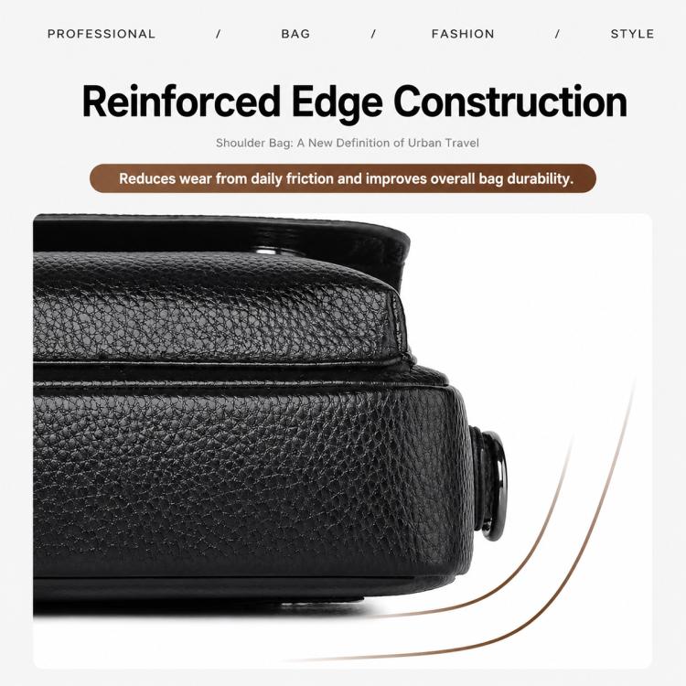 WEIXIER crossbody bag, black, reinforced edge with textured leather finish
